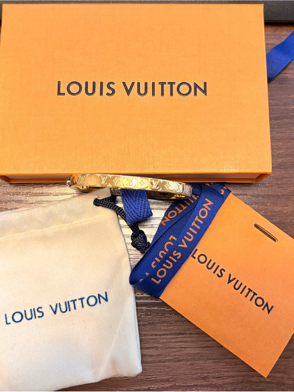 Louis Vuitton Nanogram Engraved Bangle like NEW size Small
